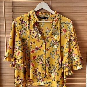 Zara Floral Yellow Blouse